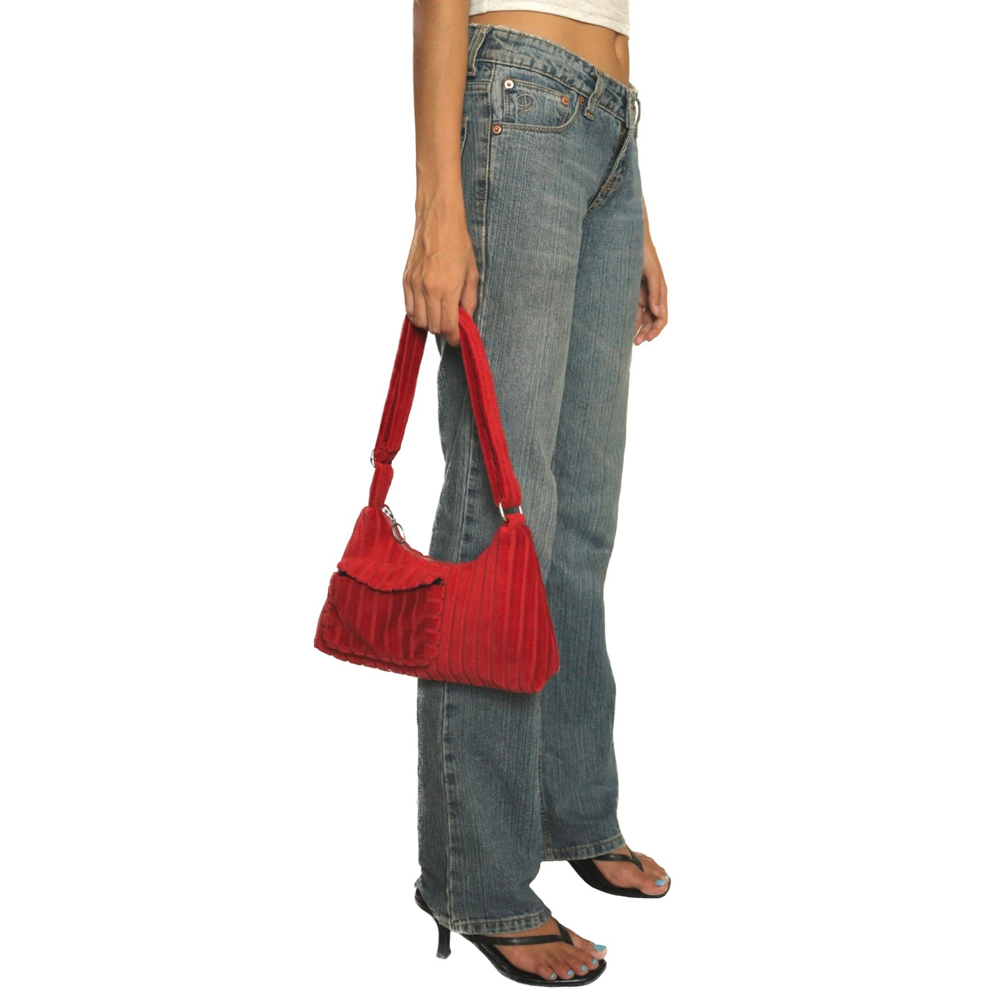The Red Stripes Cloth Baguette Bag