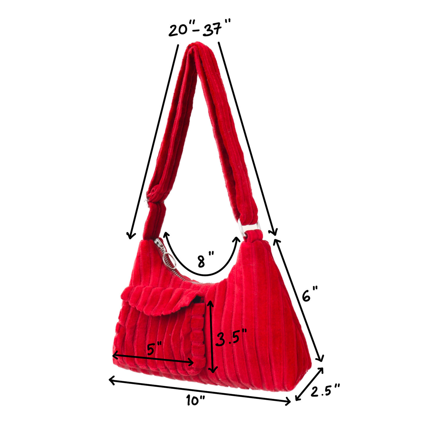 The Red Stripes Cloth Baguette Bag