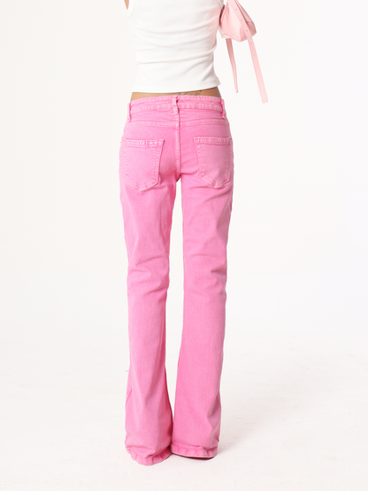 Y2K Bootcut Jeans (Pink)