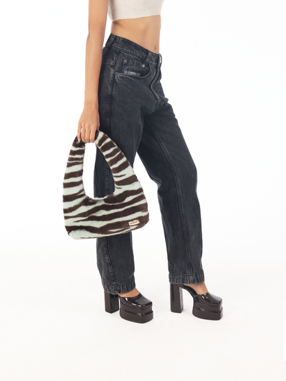 Zebra Hobo Baguette Bag