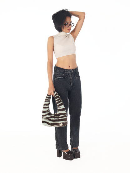 Zebra Hobo Baguette Bag